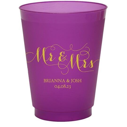 Scroll Mr & Mrs Colored Shatterproof Cups